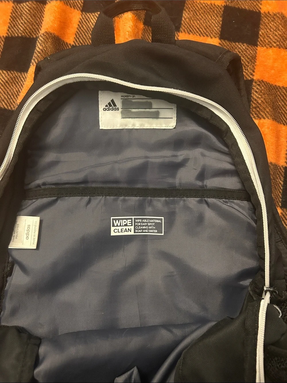 adidas Black Backpack with White Stripes